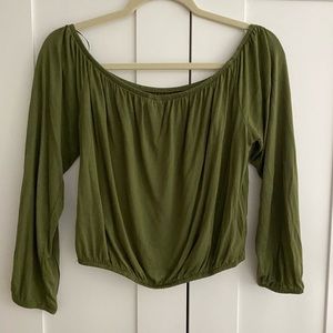 Olive Green off the shoulder long sleeve top